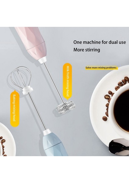 Elektrikli El Süt Köpürtücü Elektrikli Çırpma Kahve Cappuccino ve Kek Için USB Şarj Kabarcık Makinesi Mavi-Sarı (Yurt Dışından)