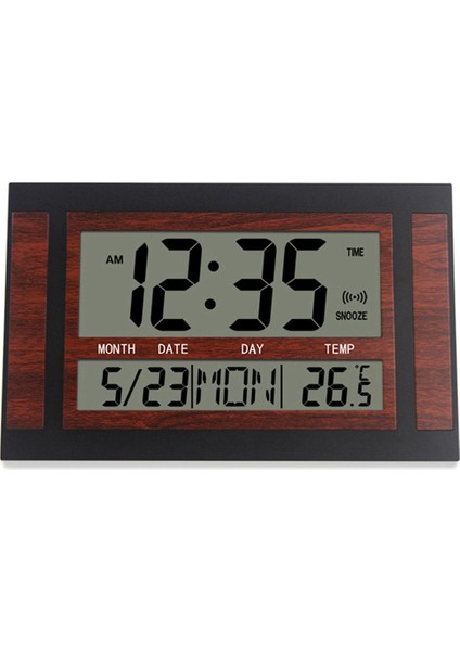 2x Dijital Duvar Saati LCD Büyük Sayı Zaman Sıcaklık Takvimi Alarm Masa Masa Saati Modern Tasarım Ofis Ev Siyah (Yurt Dışından)