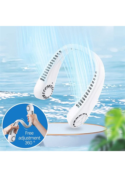 Kanatsız Boyun Fanları, Taşınabilir Fan Eller Serbest Kişisel Fan, Giyilebilir Şarj Edilebilir USB Yapraksız Yeşil (Yurt Dışından)