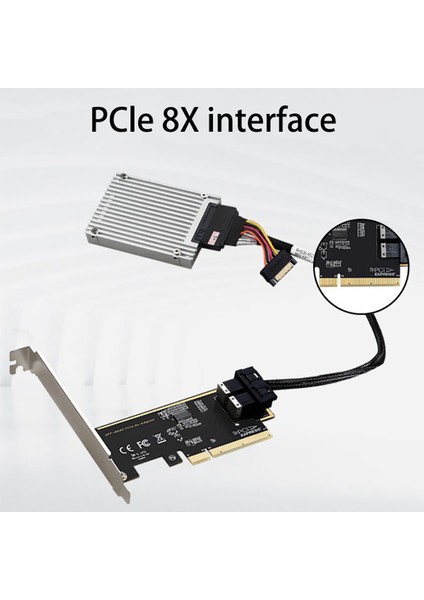 Pcıe Adaptör Kartı Pcıe X8 - Çift Bağlantı Noktalı U2 SFF8639 Arayüzü Nvme Katı Hal Sürücü Adaptör Kartı (Yurt Dışından)