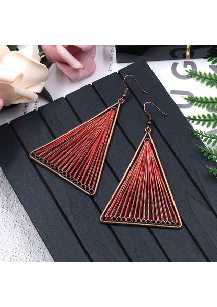 Vintage Geometrik Üç Köşeli Dangle Asılı Boho Bohemian Etnik Damla Küpe Kadınlar Için Parti Takı Aksesuarları Mor (Yurt Dışından)