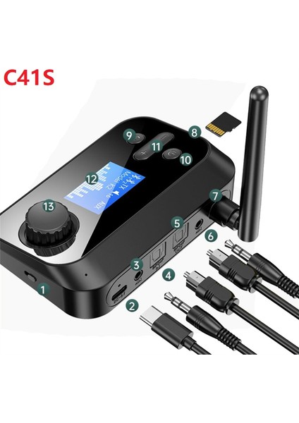 Bluetooth 5.1 Ses Verici Alıcı Rca 3.5mm Aux Stereo Kablosuz Adaptör, Pc Tv Kulaklıklarıyla Uyumlu (Yurt Dışından)