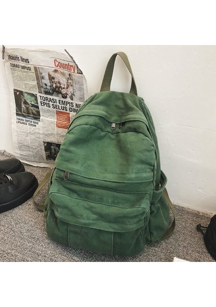 Moda Kadın Sırt Çantası Kanvas Kadın Sırt Çantası Seyahat Okul Çantası Genç Kızlar Için Koleji Dizüstü Omuz Çantaları Yeşil (Yurt Dışından) fiyatları