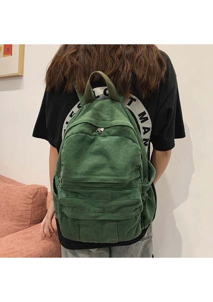 Moda Kadın Sırt Çantası Kanvas Kadın Sırt Çantası Seyahat Okul Çantası Genç Kızlar Için Koleji Dizüstü Omuz Çantaları Yeşil (Yurt Dışından) modelleri