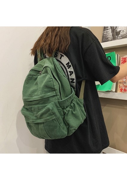 Moda Kadın Sırt Çantası Kanvas Kadın Sırt Çantası Seyahat Okul Çantası Genç Kızlar Için Koleji Dizüstü Omuz Çantaları Yeşil (Yurt Dışından) fırsatları