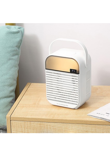 Dijital Ekran Soğutma Fanı Sessiz Gece Lambası Masaüstü Için USB Nemlendirici Hava Soğutucu, Beyaz Şarj (Yurt Dışından)