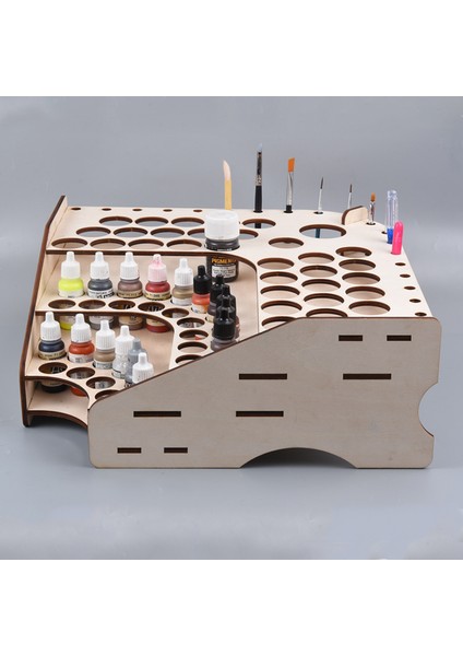 Ahşap 3 Katmanlar Pigment Şişesi Çekmece Depolama Organizatör Renkli Boya Mürekkep Fırçası Standı Raf Modüler Tutucu 81/74 Delik 125 124 (Yurt Dışından)