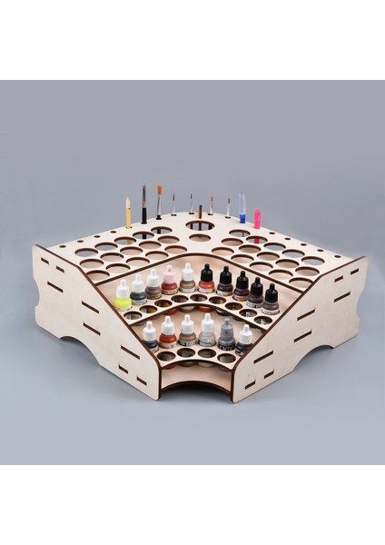 Ahşap 3 Katmanlar Pigment Şişesi Çekmece Depolama Organizatör Renkli Boya Mürekkep Fırçası Standı Raf Modüler Tutucu 81/74 Delik 125 124 (Yurt Dışından)