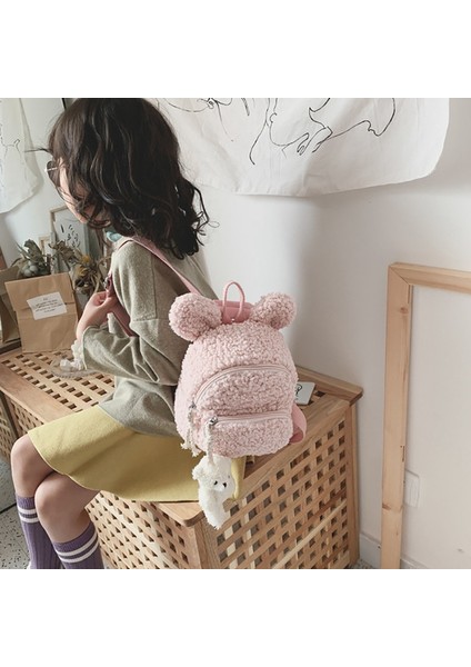 Sevimli Yürümeye Başlayan Çocuk Kız Polar Karikatür Sırt Çantası Okul Çantası Omuz Çantası Sırt Çantası-Mor (Yurt Dışından) indirimleri