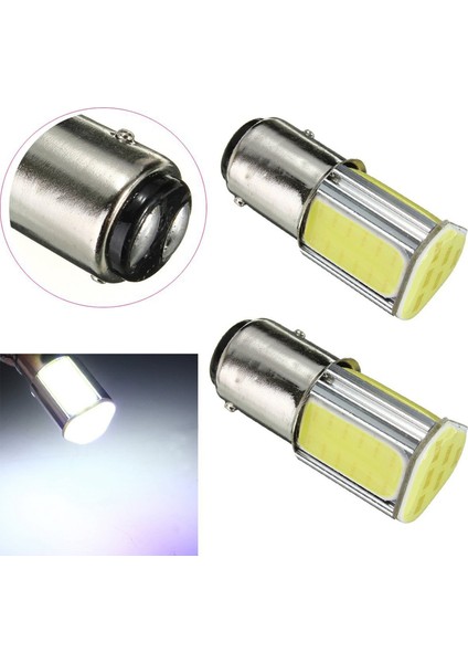 4 x 1157 BAY15D Cob LED Araç Park Lambası Fren Lambası Yanıp Sönen Kuyruk Lambası Dc 12V Beyaz (Yurt Dışından)