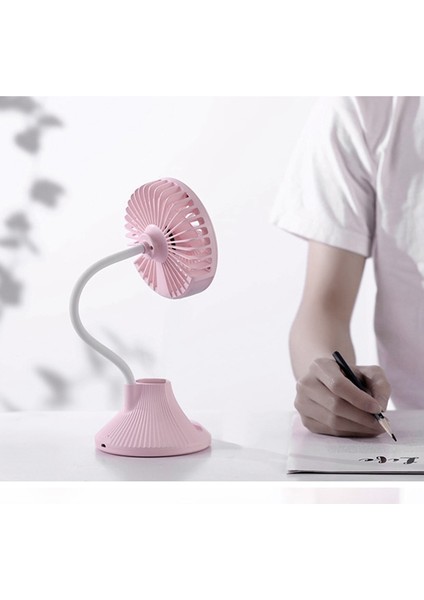 USB Şarj Edilebilir Masaüstü Masa Lambası Fan Öğrenci Öğrenme Çok Fonksiyonlu Kalem Tutucu Masa Ev Ofis Için En Iyi Hediye Pembe (Yurt Dışından) fırsatları