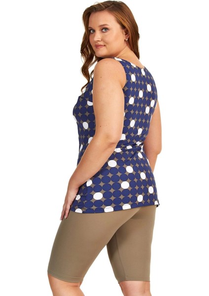 0755-9001 Desenli Kısa Kollu Tankini