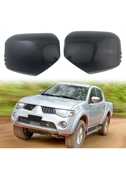Araba Karbon Fiber Dikiz Yan Cam Ayna Kapağı Trim Çerçeve Yan Ayna Kapakları ile Uyumlu L200 Triton 2006-2014 (Yurt Dışından) modelleri