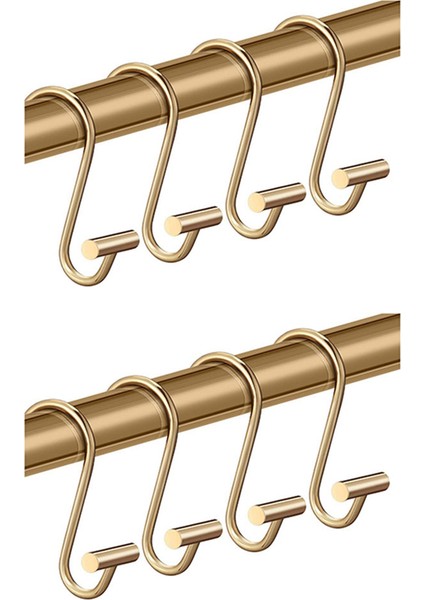 24X Duş Perdesi Kanca Halkaları, Pirinç Dekoratif Duş Perdesi Halkaları Banyo Duş Çubuğu, Duş Kancaları T Şekilli (Yurt Dışından)