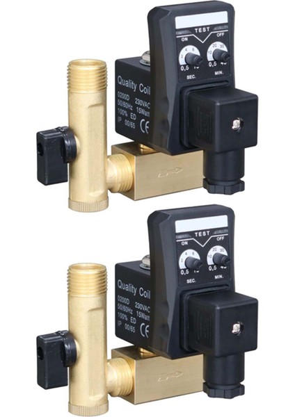 2x 1/2 Inç DN15 Elektrikli Zamanlayıcı Otomatik Su Vanası Solenoid Elektronik Tahliye Vanası Hava Kompresörü Yoğuşma (Yurt Dışından)