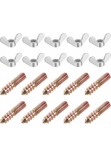 M6 Kanatlı Somun, Kelebek Somun, Gümüş Ton, 20 Adet & M6X30MM Askı Cıvatası, Çift Başlı Vida, 20 Adet (Yurt Dışından)