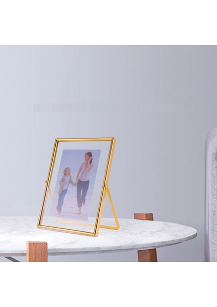 Altın Yüzen Resim Çerçevesi 2'li Set, Hediye Metal Cam Fotoğraf Çerçeveleri, Masaüstü Ekran Için Dikey (Yurt Dışından) fırsatları