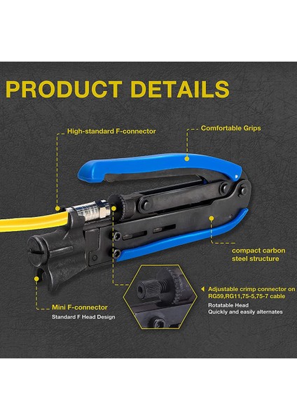 Многоцелевые Наборы,koaksiyel Sıkıştırma Alet Kiti Koaksiyel Crimper ve Rg6 Sıkma Aleti, 20 Pcs F Sıkıştırma Konnektörlü (Yurt Dışından) indirimleri