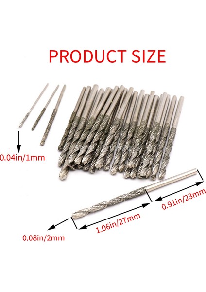 30 Adet 0.8mm-4mm Elmas Kaplamalı Uçlu Büküm Matkap Ucu Cam Takı Taş Kiremit ile Uyumlu (Yurt Dışından)