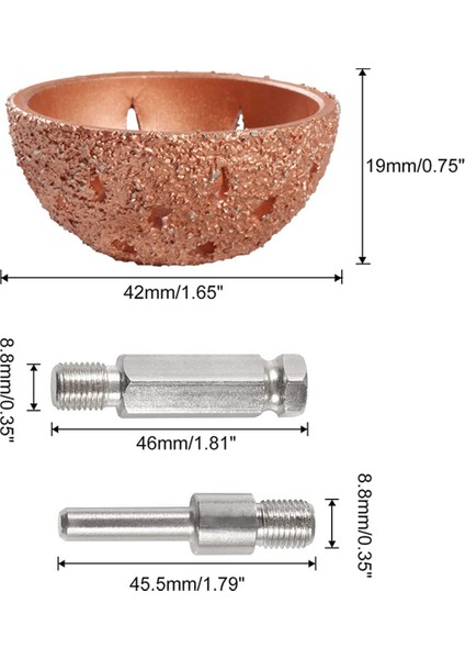 2 Takım 42MM Lastik Tampon Tekerlek Kase Tipi Taşlama Kafası Tungsten Çelik Lastik Tamir Aracı 2 Adet Bağlantı Çubuğu Adaptörü (Yurt Dışından)