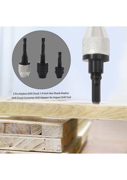 3 Adet Anahtarsız Matkap Chuck 1/4 Inç Hex Shank Anahtarsız Matkap Chuck Dönüştürücü Matkap Adaptörü Darbeli Matkap Aracı (Yurt Dışından)