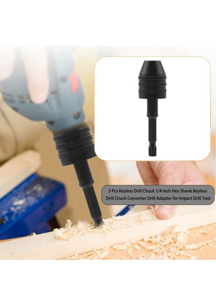 3 Adet Anahtarsız Matkap Chuck 1/4 Inç Hex Shank Anahtarsız Matkap Chuck Dönüştürücü Matkap Adaptörü Darbeli Matkap Aracı (Yurt Dışından)
