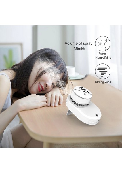 Püskürtme Asılı Boyun Fan Nemlendirici Taşınabilir USB Şarj Edilebilir Soğutma Eller Serbest Mini Klip Bel Hava Soğutucu (Yurt Dışından)