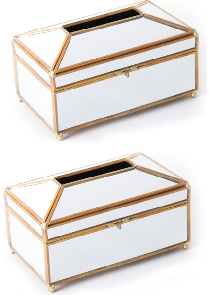 Хранение Продукции,2x Lüks Avrupa Tarzı Pratik Ayna Cam Doku Kutusu Su Geçirmez Kağıt Havluluk Tuvalet Masası Tepsisi Dekor - M (Yurt Dışından)