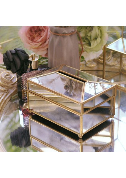 Хранение Продукции,2x Lüks Avrupa Tarzı Pratik Ayna Cam Doku Kutusu Su Geçirmez Kağıt Havluluk Tuvalet Masası Tepsisi Dekor - M (Yurt Dışından) fiyatları