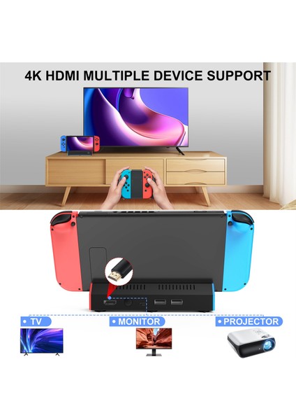 4K Uyumlu Adaptör/usb 2.0/tip C Bağlantı Noktası ile Dock ile Uyumlu Taşınabilir Şarj Istasyonu Istasyonu Tabanı (Yurt Dışından)