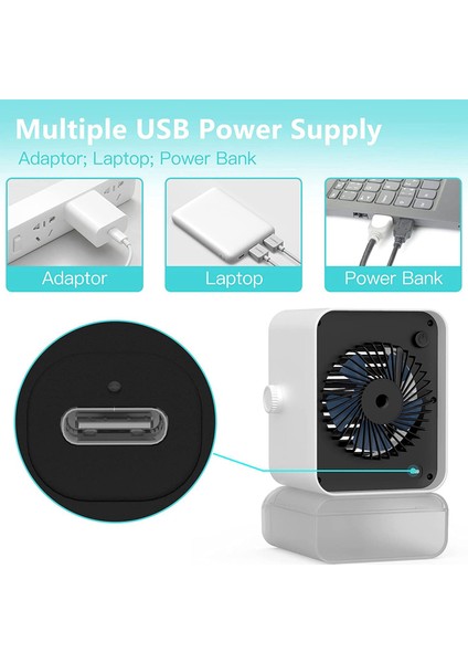 Mobil Klima Mini Soğutucu, Ev Ofis Için 7 Renkli Işıklı 4'ü 1 Arada Sessiz Soğutucu (Yurt Dışından) modelleri