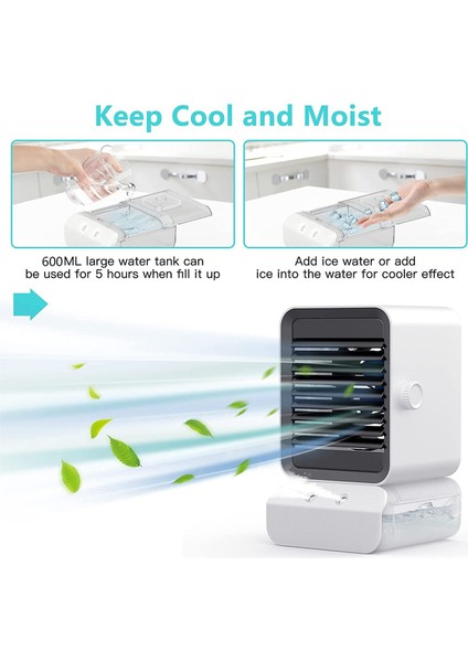Mobil Klima Mini Soğutucu, Ev Ofis Için 7 Renkli Işıklı 4'ü 1 Arada Sessiz Soğutucu (Yurt Dışından) fırsatları