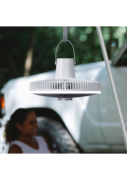 Taşınabilir Fan Şarj Edilebilir Akülü Açık Kamp Ev Çadır Seyahat Gri Için Işık ve Kanca ile (Yurt Dışından)