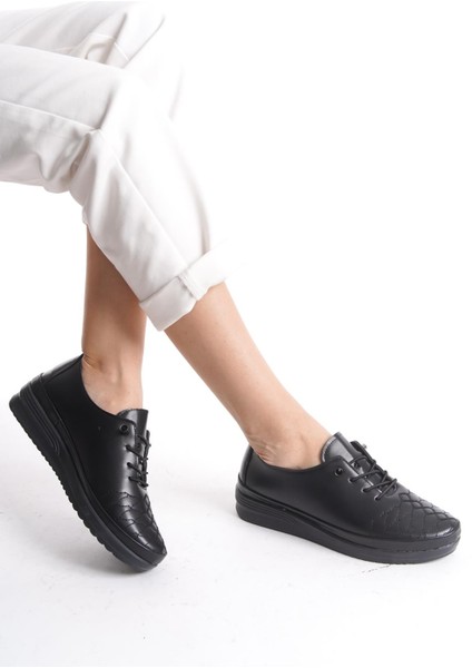 Kadın Bağcıklı Comfort Ayakkabı Önü Işlemeli Düz Taban Kadın Günlük Ayakkabı modelleri