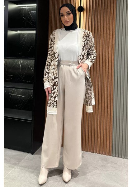 Kadın Yüksek Bel Cırtlı Bol Paça Palazzo Tesettür Pantolon fiyatları