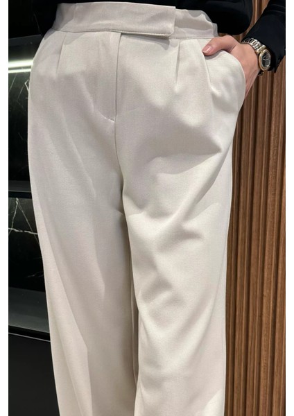 Kadın Yüksek Bel Cırtlı Bol Paça Palazzo Tesettür Pantolon modelleri