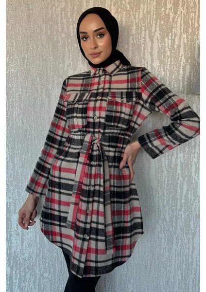 Ekose Desenli Çift Cepli Tesettür Tunik fiyatları