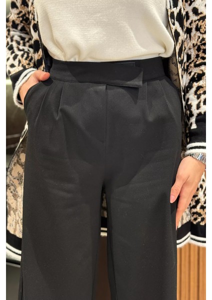 Kadın Yüksek Bel Cırtlı Bol Paça Palazzo Tesettür Pantolon modelleri