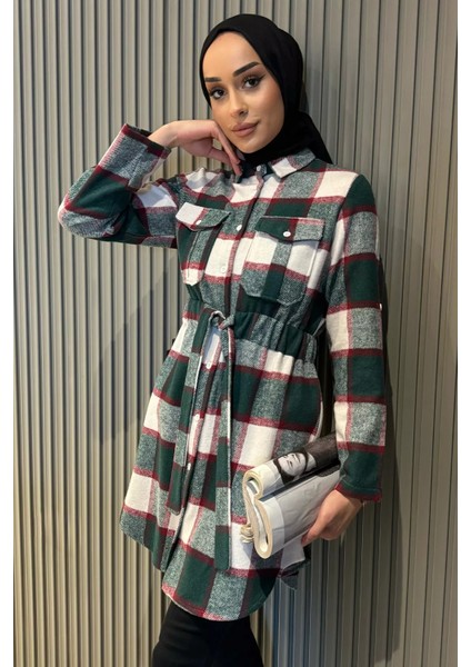 Ekose Desenli Çift Cepli Tesettür Tunik fiyatları