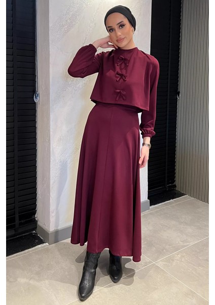 Kurdele Detaylı Etek Bluz Tesettür Ikili Takım fiyatları