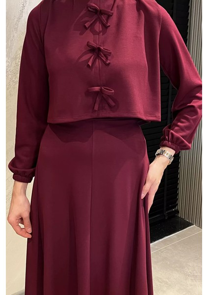 Kurdele Detaylı Etek Bluz Tesettür Ikili Takım modelleri