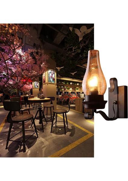 Vintage Rustik Camlı Duvar Lambası ve Yatak Odası Için Mood Light Dekoratif Lamba (Ampul Içermez) (Yurt Dışından) modelleri