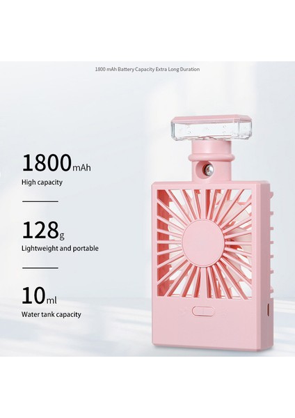 Taşınabilir Su Buharlı Vantilatör Elektrikli USB Şarj Edilebilir El Soğutma Klima Nemlendirici Ev Için, Koyu Pembe (Yurt Dışından)