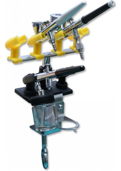 Airbrush Tutucu Kitleri Evrensel Kelepçeli Tutma 6 Boya Airbrush ve 1 Regülatör 360 Derece Verimli Çalışma (Yurt Dışından)