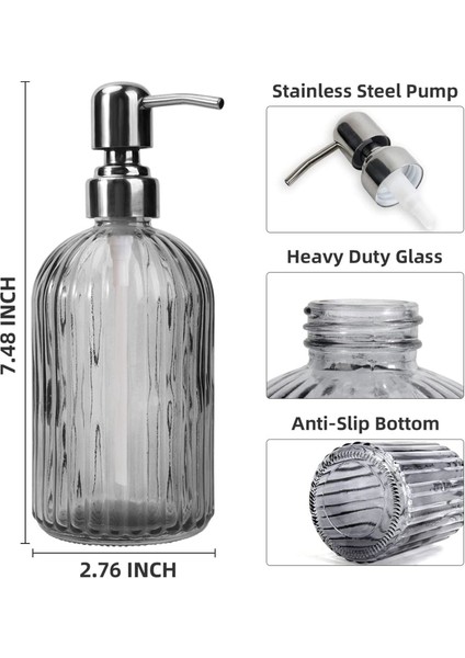 3 Adet Sabunluk, 13.5oz Cam Sabunluk ile Sabunluk Banyo Tezgahüstü Sabun Şampuan Losyon Için (Yurt Dışından)
