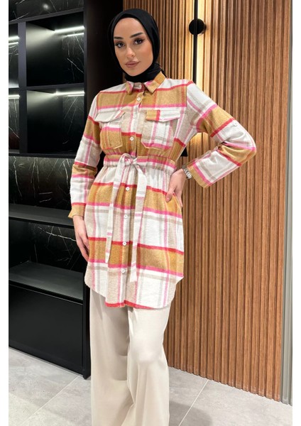 Ekose Desenli Çift Cepli Tesettür Tunik fiyatları