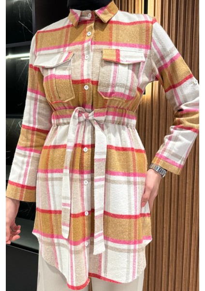 Ekose Desenli Çift Cepli Tesettür Tunik modelleri