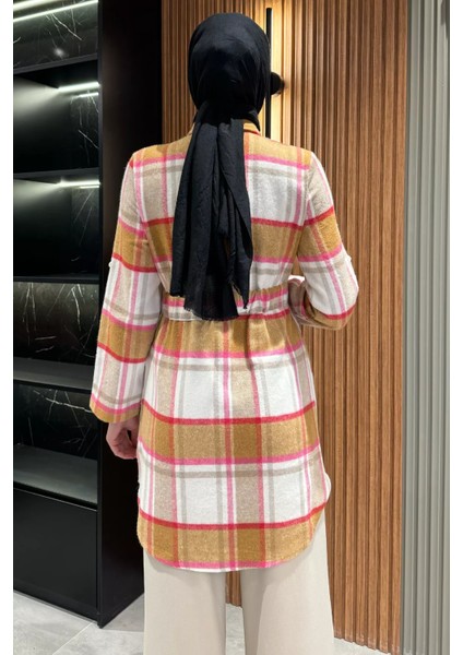 Ekose Desenli Çift Cepli Tesettür Tunik fırsatları