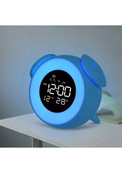 Başucu Gün Doğumu Gün Batımı Uyandırma Işığı Dijital LED Müzik Çalar Saat Yatak Odası Masa Takvimi Erteleme Saat Masa B (Yurt Dışından)