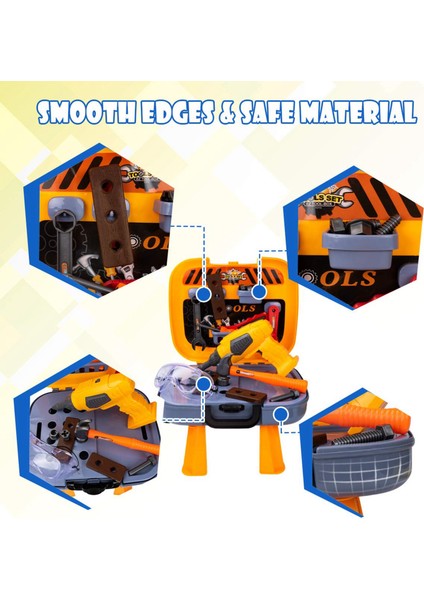Çocuklar Alet Tezgah Oyuncak Seti Yürümeye Başlayan 4'ü 1 Arada Rol Oynama Bavul Simülasyon Marangoz Aletleri Playset Pretend (Yurt Dışından)
